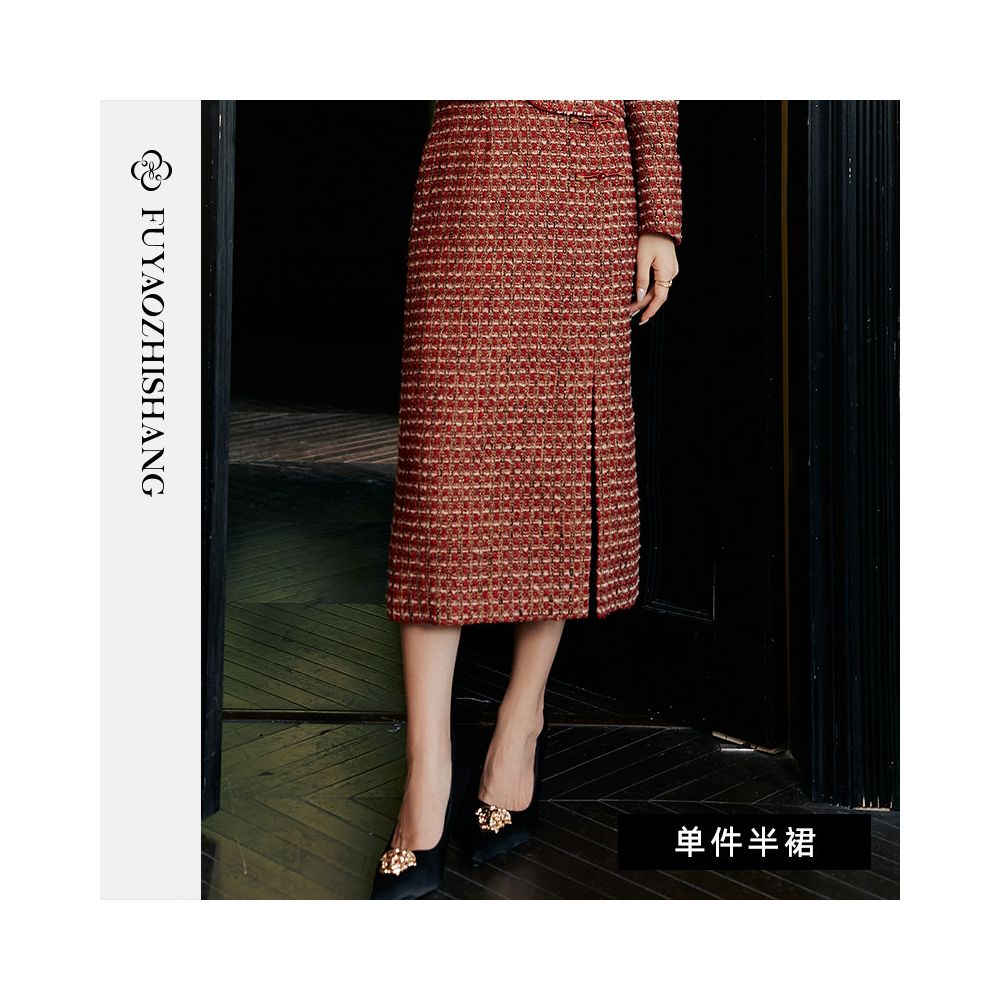 ASAYA5543 – Crimson Heritage Tweed Set ❤️✨