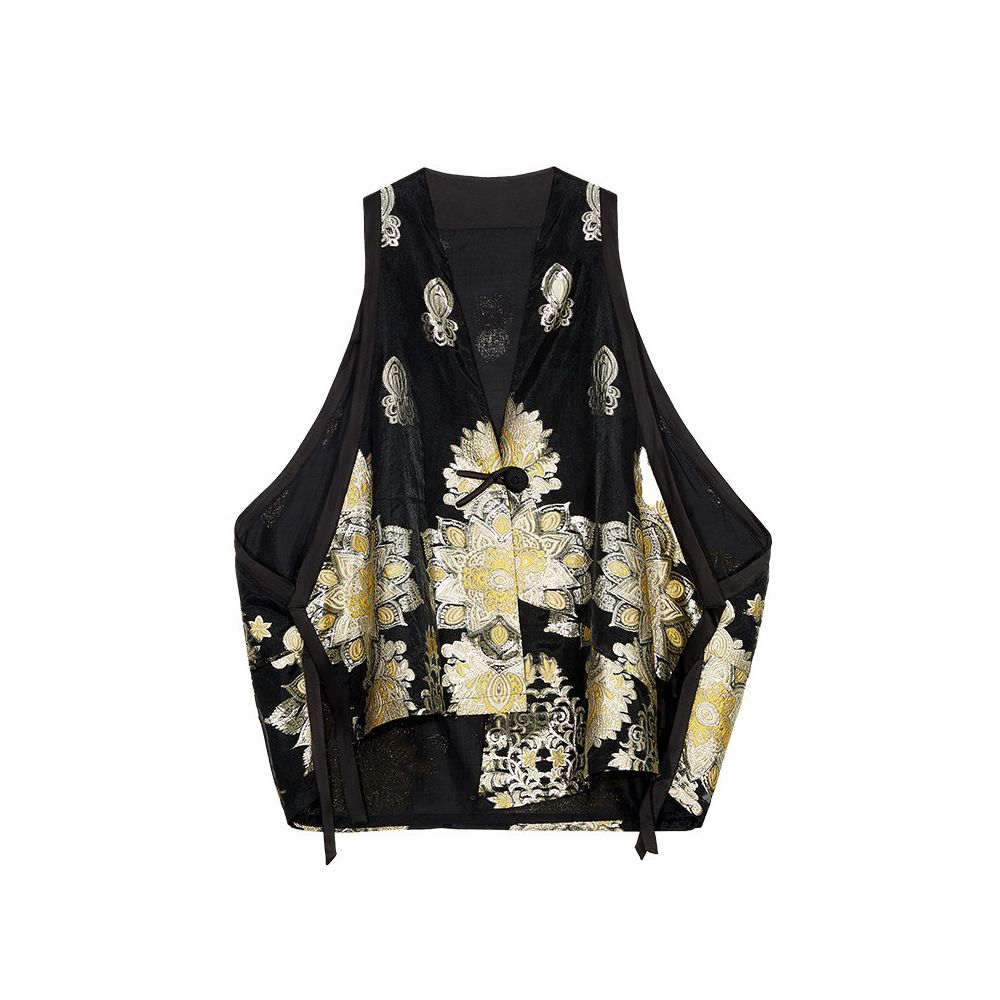 ASAYA5545 – Midnight Gold Brocade Vest ✨🖤