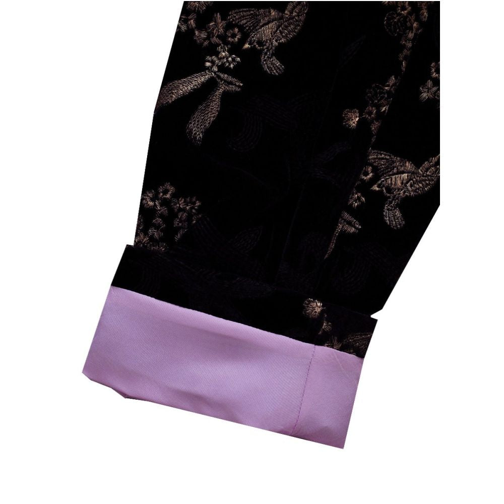 New retro black velvet jacket with gold embroidery flower jacket fashionable new Chinese Zhongshan suit for both men and women image 4