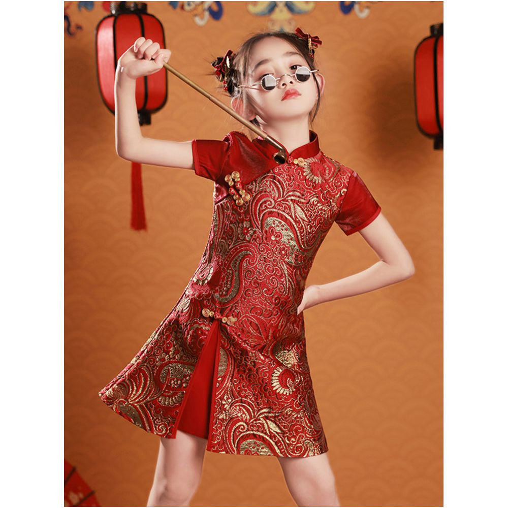 Girls Cheongsam China Chic 2025 New Autumn and Winter New Year s Dress Children s Dress Chinese Style Tang Costume Performance Dress image 0