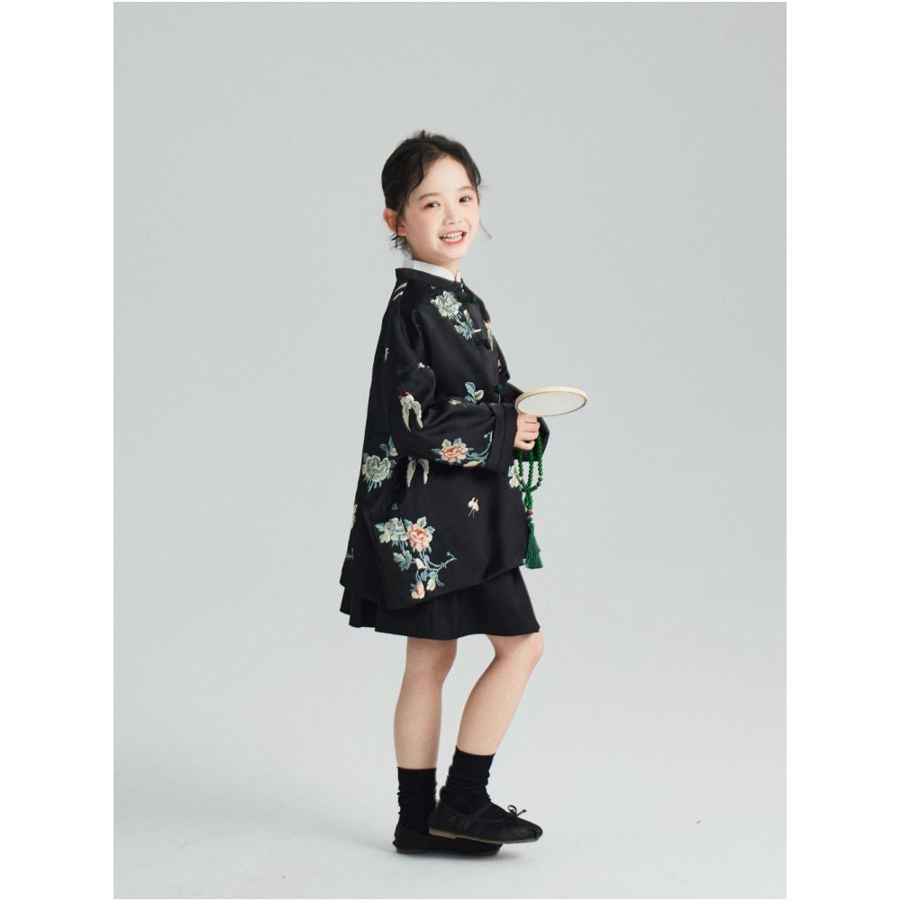 Girls retro national style new Chinese button top spring new product temperament China Chic coat children s embroidery high set top image 2