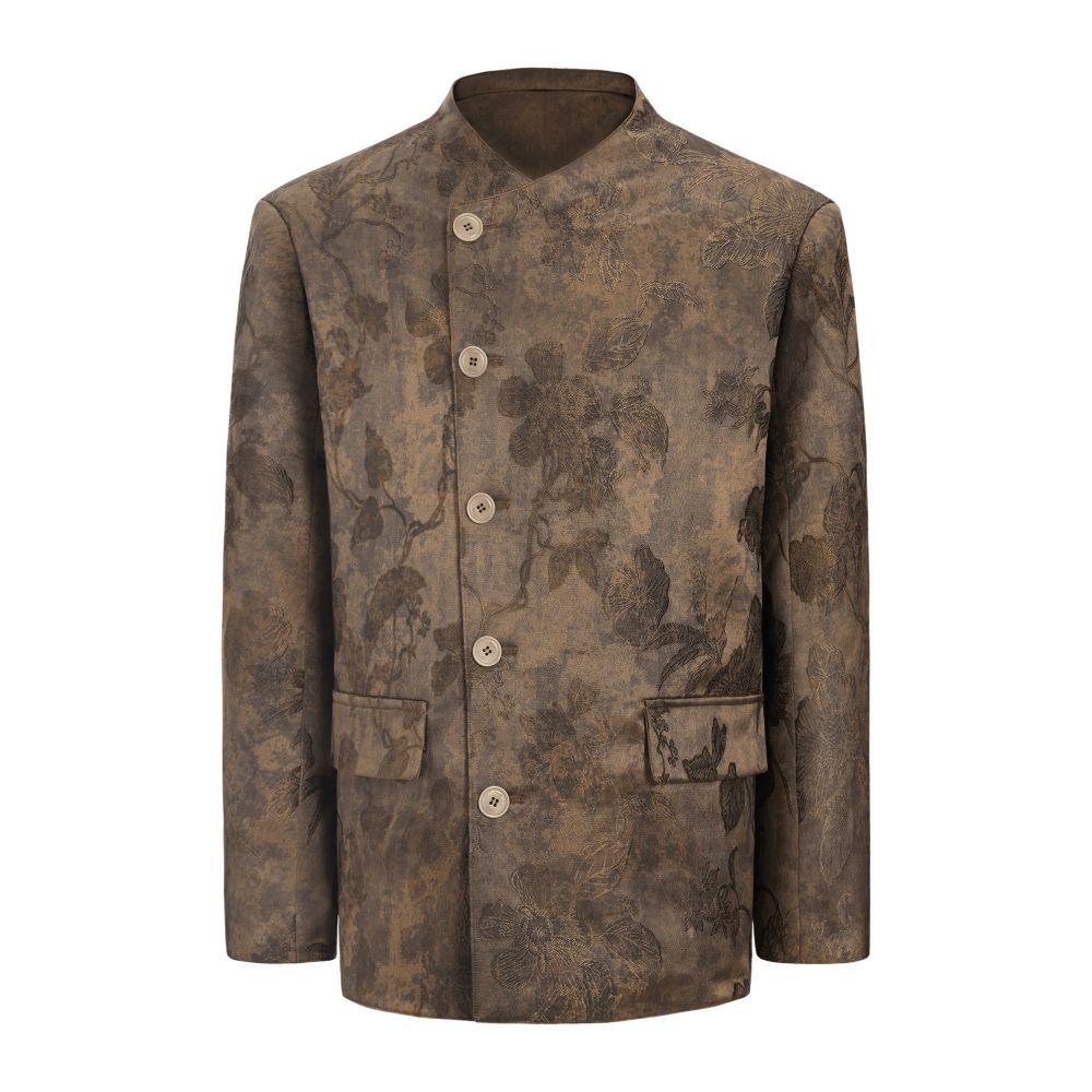 ASAYAHOMME1522 – Bronze Floral Jacquard Blazer 🧥