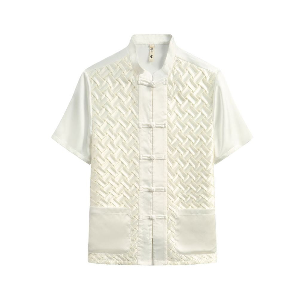 ASAYAHOMME1534 – Woven Tang Texture Shirt 🖤🤍