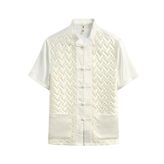 ASAYAHOMME1534 – Woven Tang Texture Shirt 🖤🤍