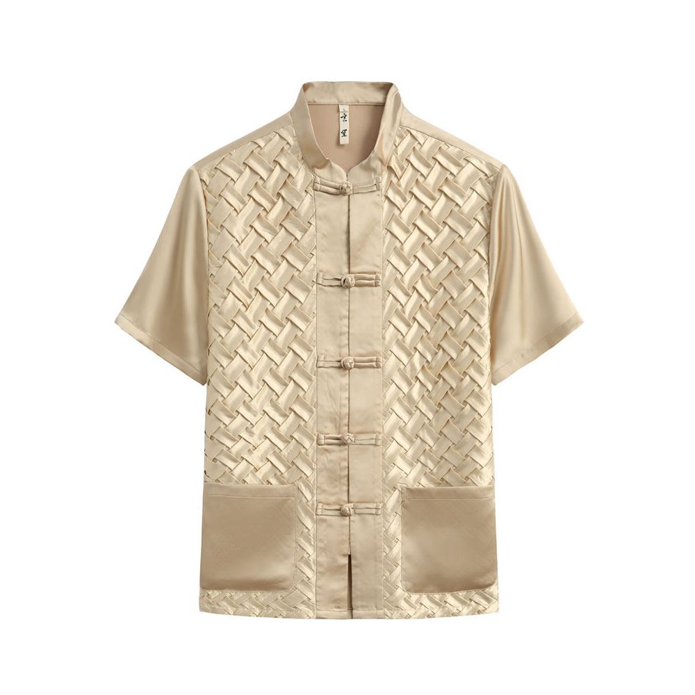 ASAYAHOMME1534 – Woven Tang Texture Shirt 🖤🤍