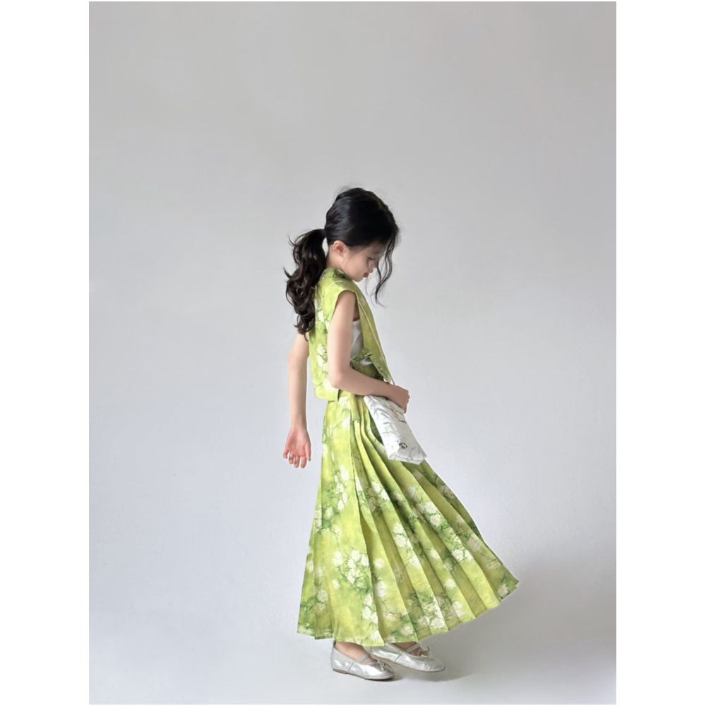 Gardenia flower blooming niche design for girls parent child Chinese style Hanfu horse face skirt set image 3