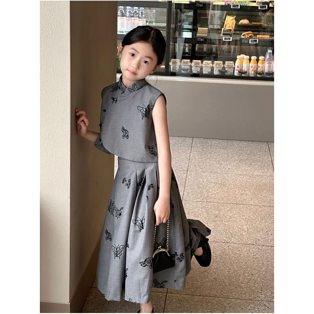 Rainbow Duo Duo Girls New Chinese Style Set 2025 Summer Children s Thin Sleeveless Vest Half Skirt Two Piece Set image 4