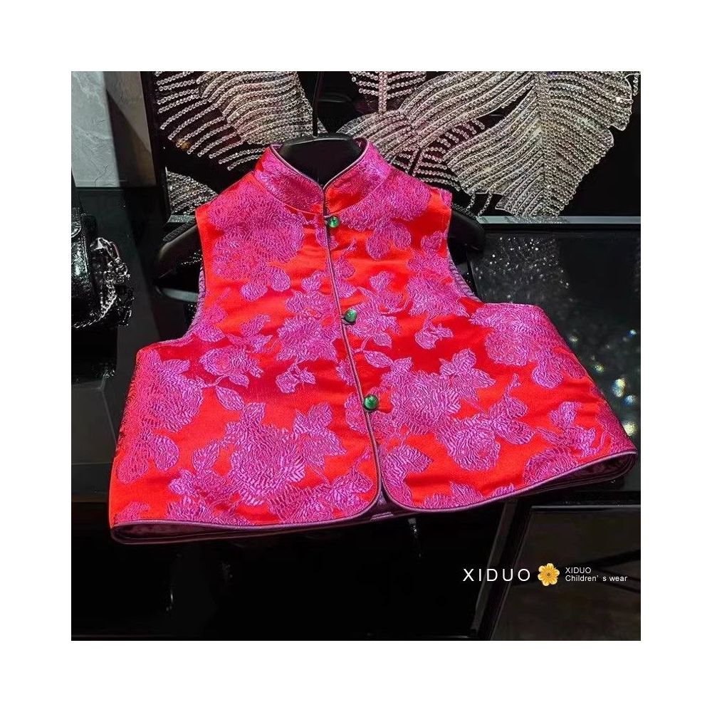 ASAYAKIDS279 – Crimson Blossom Layered Vest 🌸🧧