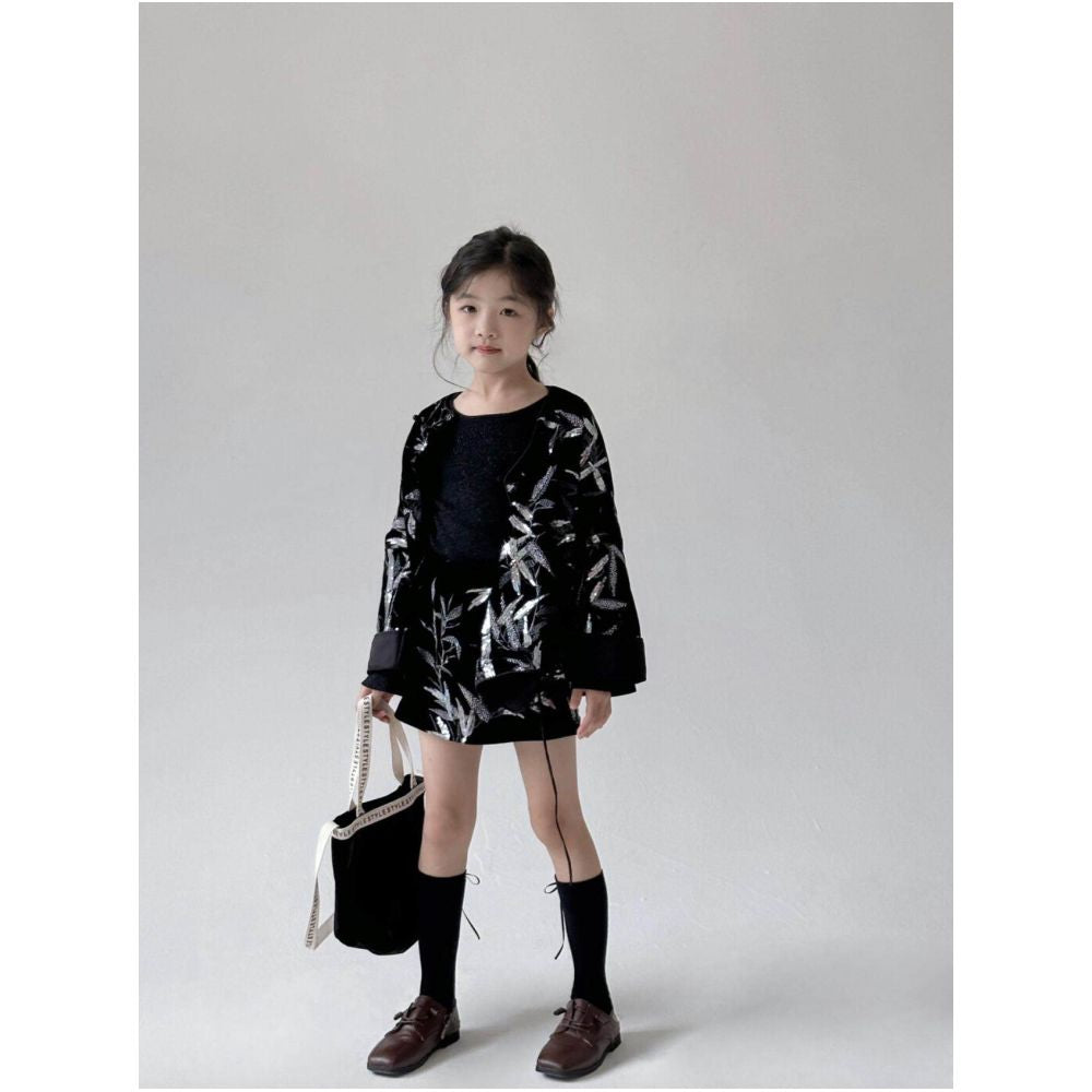 Girl s Golden Branch Desire niche designer style high end parent child Chinese style new Chinese embroidery jacket half skirt image 3