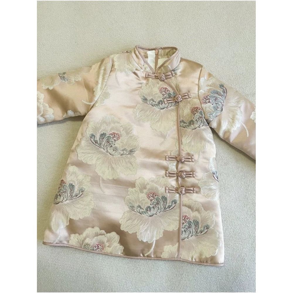 2025 Winter Style Unique Beautiful Super Beautiful Improved Cheongsam Top niche buckle jacquard imitation light luxury cotton clothing for women image 3