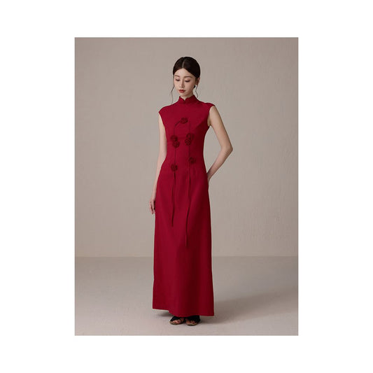 ASAYA5588 – Crimson Bloom Qipao Dress 🌹❤️