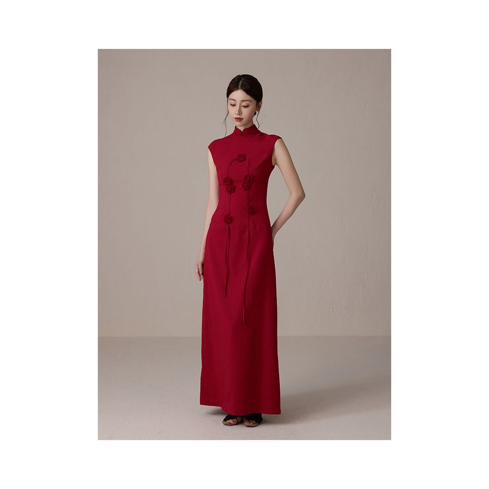 ASAYA5588 – Crimson Bloom Qipao Dress 🌹❤️