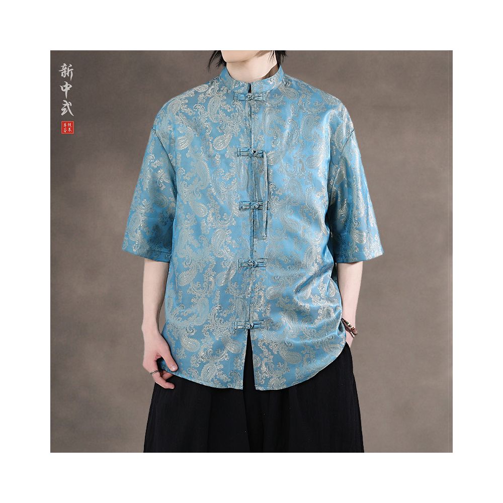 ASAYAHOMME1570 – Celestial Brocade Shirt 🌊✨