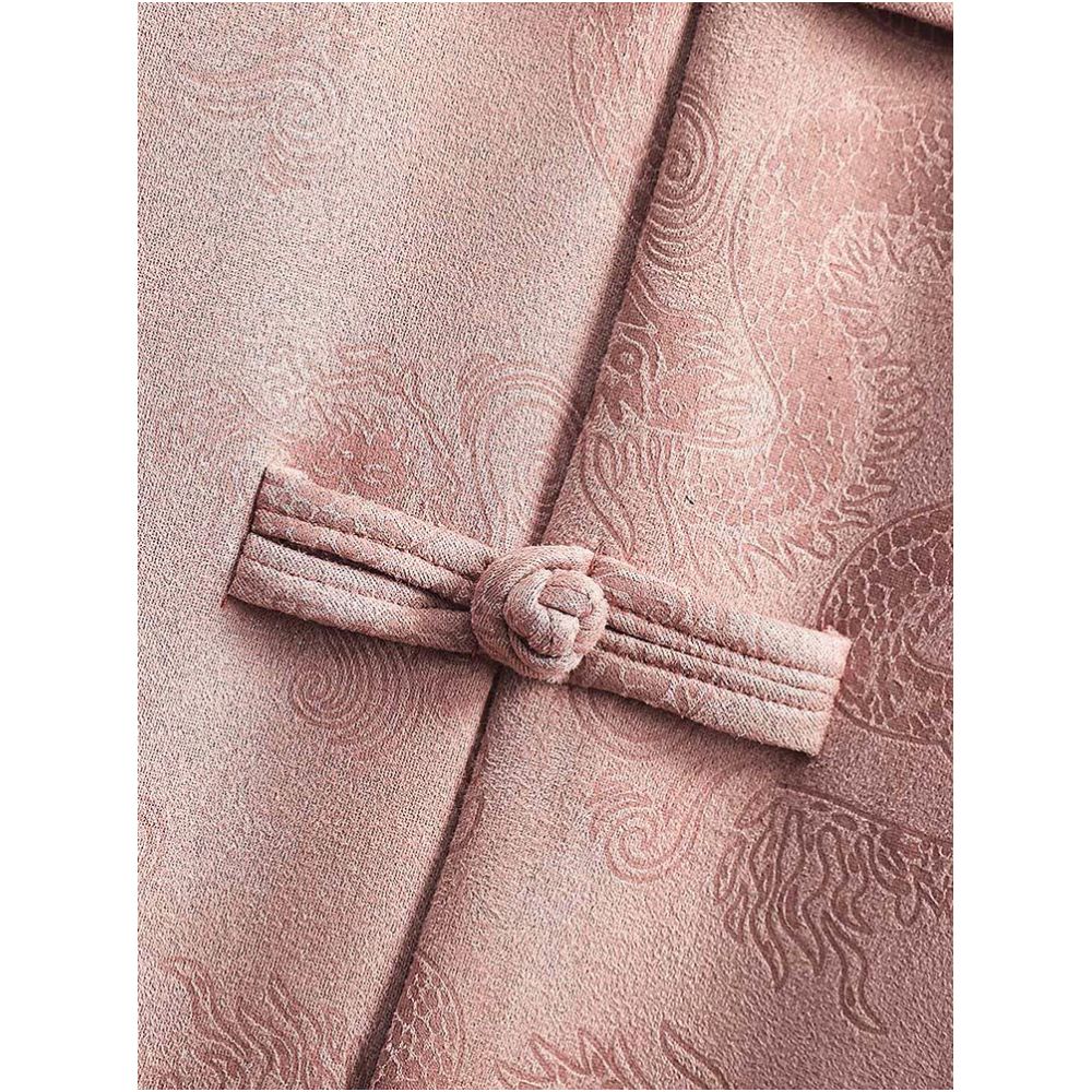 New Chinese style autumn and winter suede embroidered dragon pattern Tang style men s jacket with Chinese style buckle round neck Zhongshan suit jacket image 4