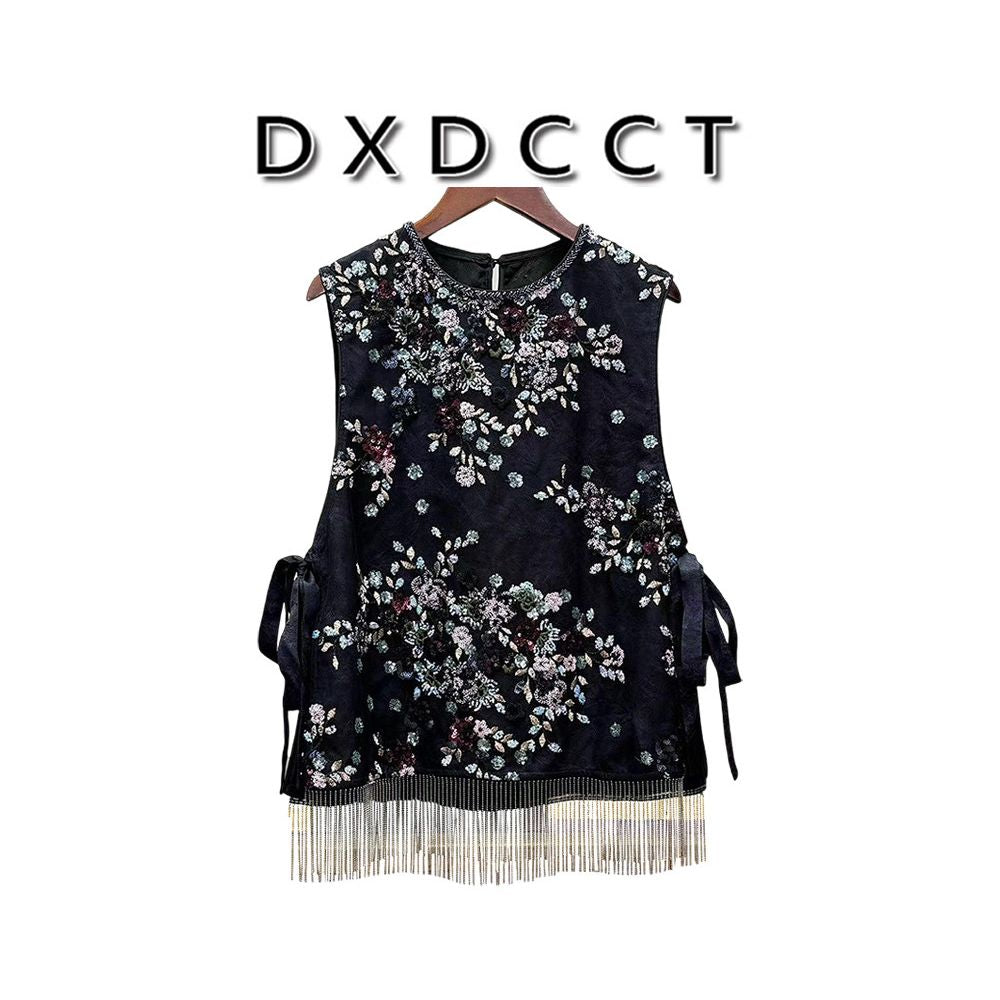 Spot nail bead new Chinese style vest women s 2025 autumn and winter new design loose and slimming top image 3