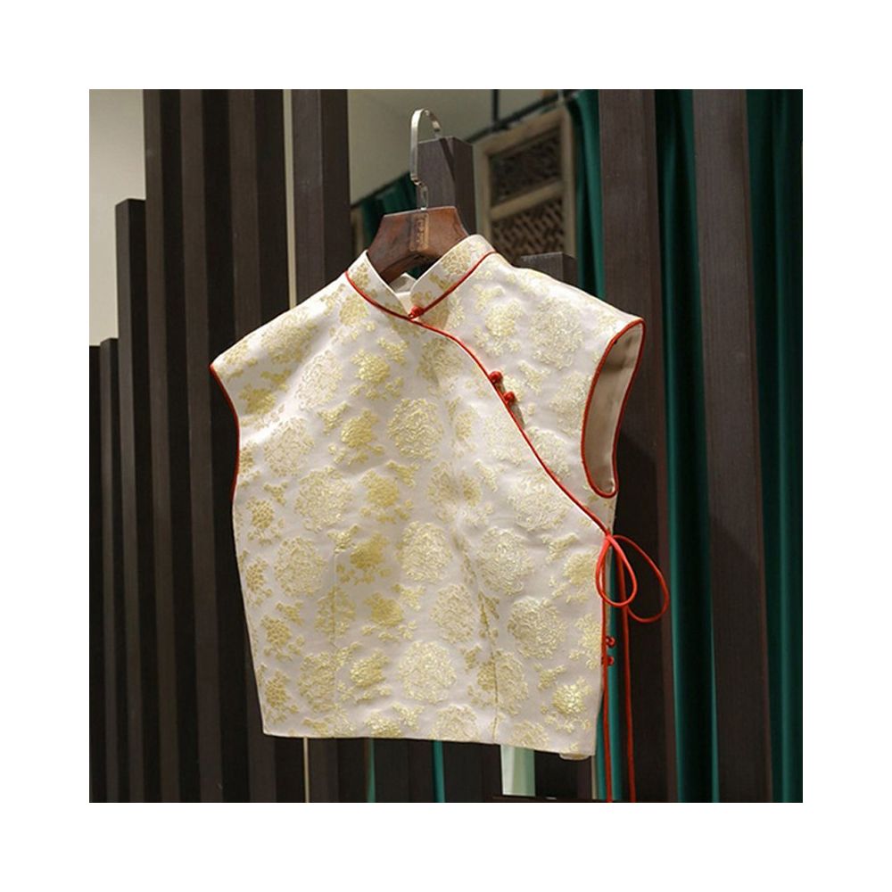 New Chinese style buckle design with unique vest for women 2024 new summer slim fit short top trendy ins image 1