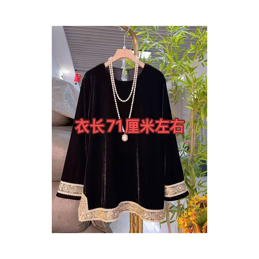 New Chinese Oversized Women s Wear New China Chic Style Velvet Top in Autumn 2025 image 3
