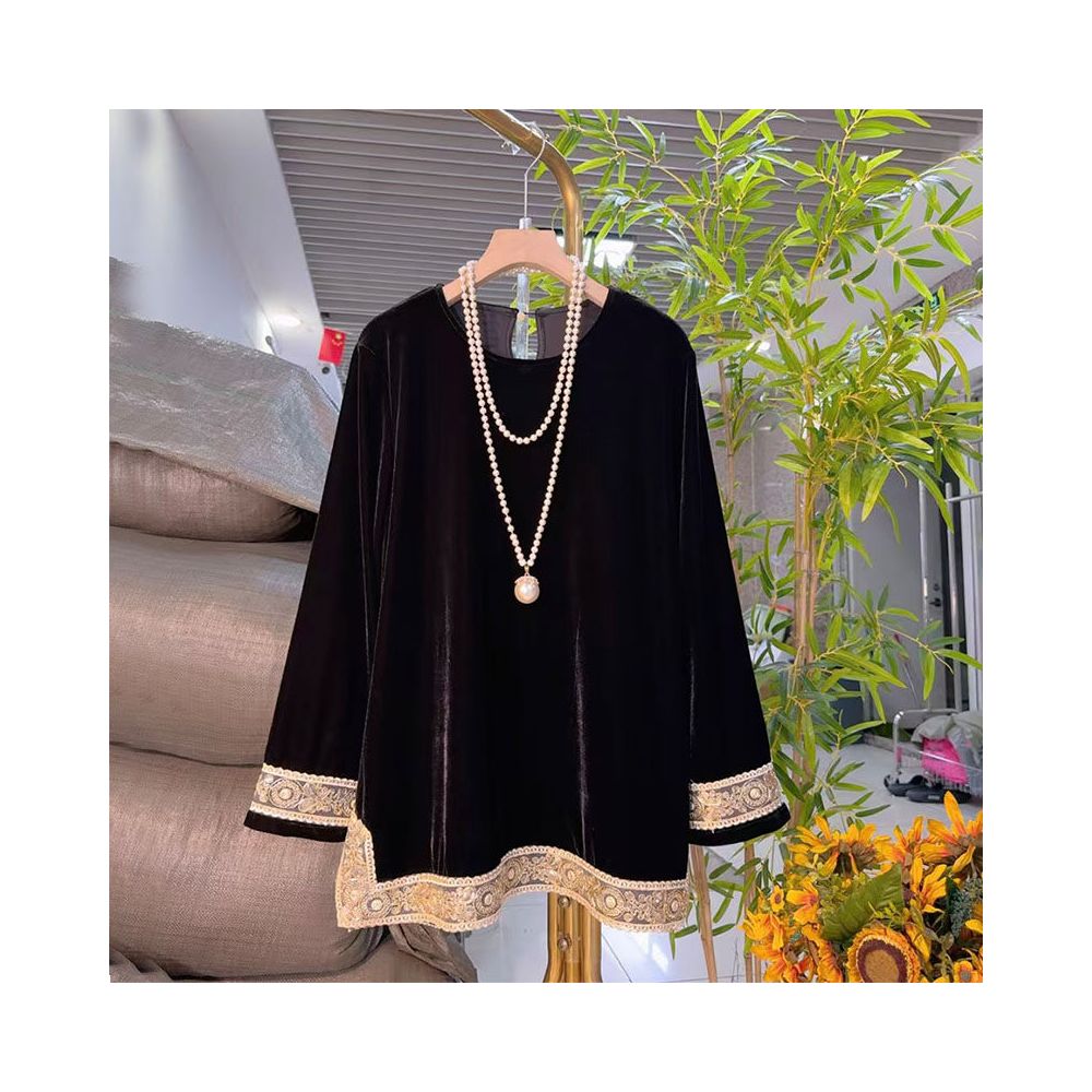 ASAYA5606 – Midnight Elegance Velvet Top 🖤✨