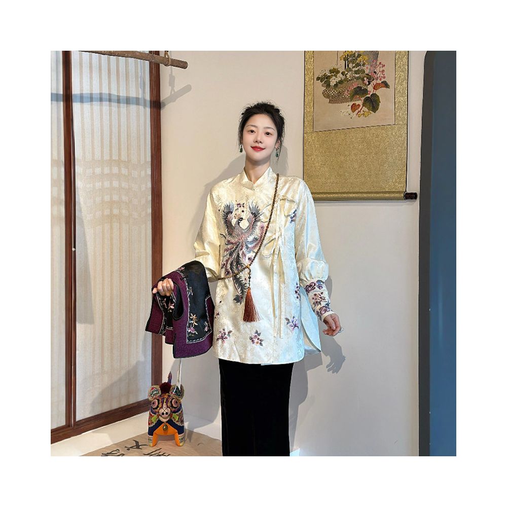 ASAYA5615 – Golden Phoenix Mandarin Jacket 🕊️✨