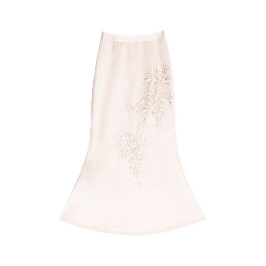 ASAYA5625 – Ivory Blossom Silk Skirt 🌸🤍