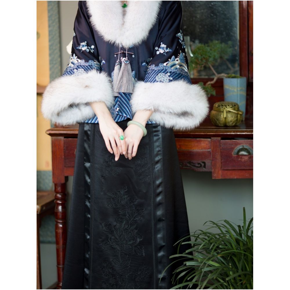 Soft branches and evening atmosphere One city style fluff Spring and Autumn retro embroidered horse face skirt Chinese style half skirt versatile for daily wear for women image 1