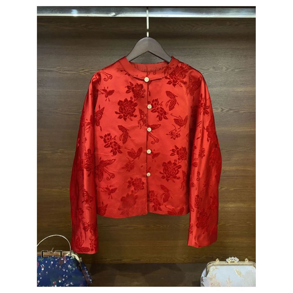 New Chinese style high end light luxury heavy industry jacquard red light luxury jacket New Year s battle jacket chic and beautiful top new women s style image 0