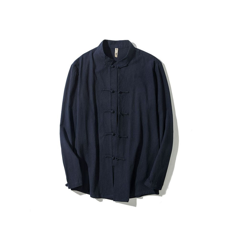Xuansheng Chinese style cotton and linen shirt men s spring and autumn Tang clothing men s loose casual long sleeved shirt Chinese retro men s clothing image 1