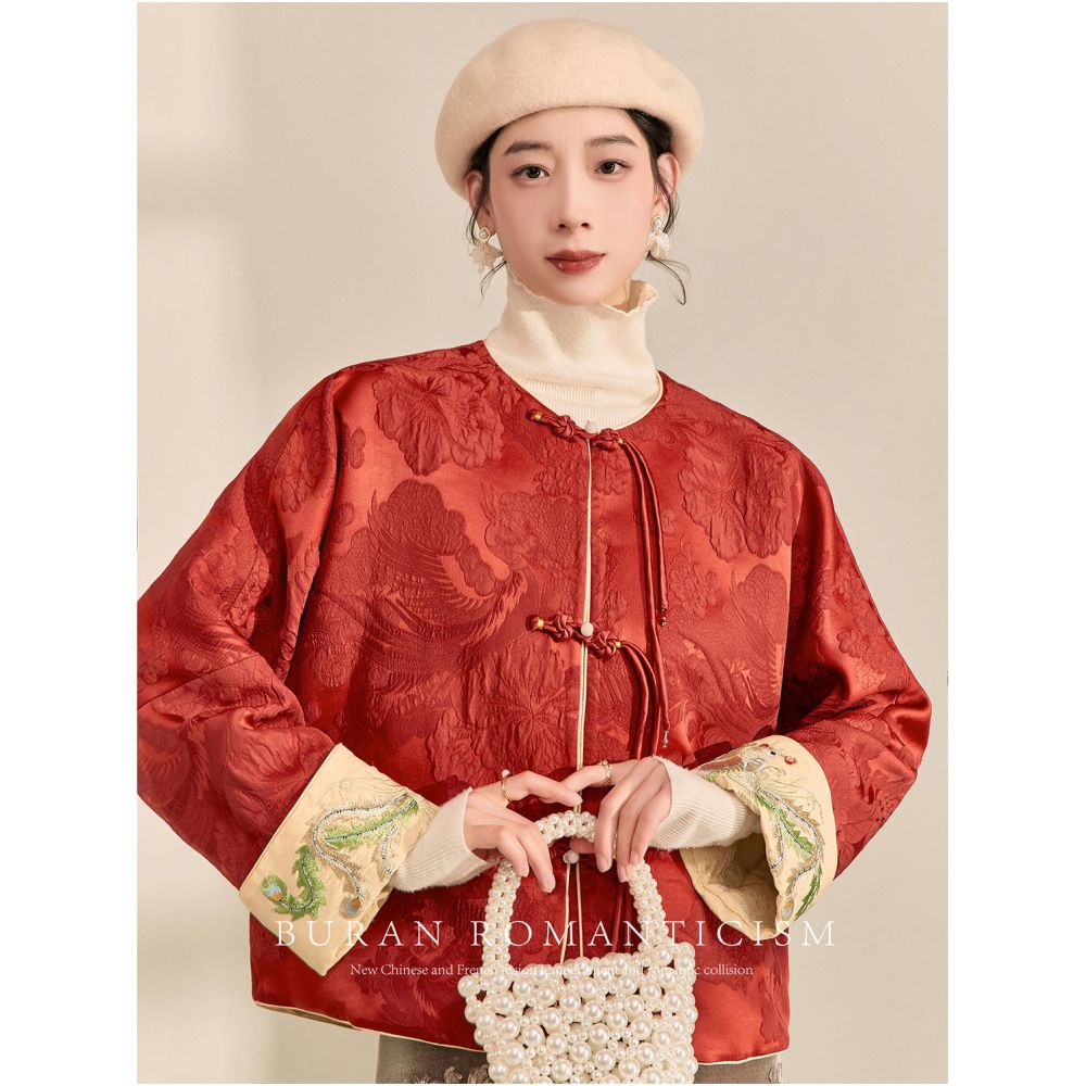 Women s 2025 New Popular Women s Autumn and Winter Coat with Heavy Industry Embroidered 3D New Chinese Style Tang Costume Top image 3