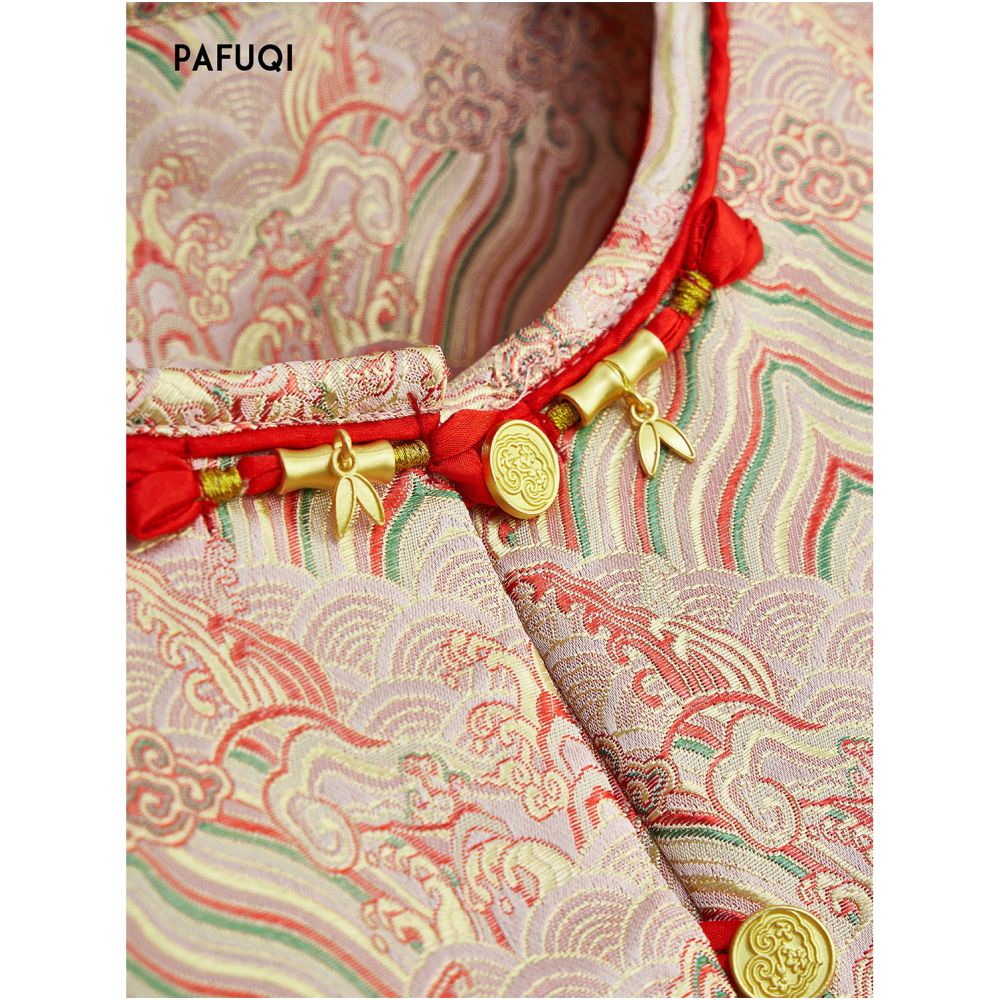 Improved high end new Chinese style light Chinese style women s clothing heavy jacquard layered red vest vest vest vest New Year s battle robe jacket image 4