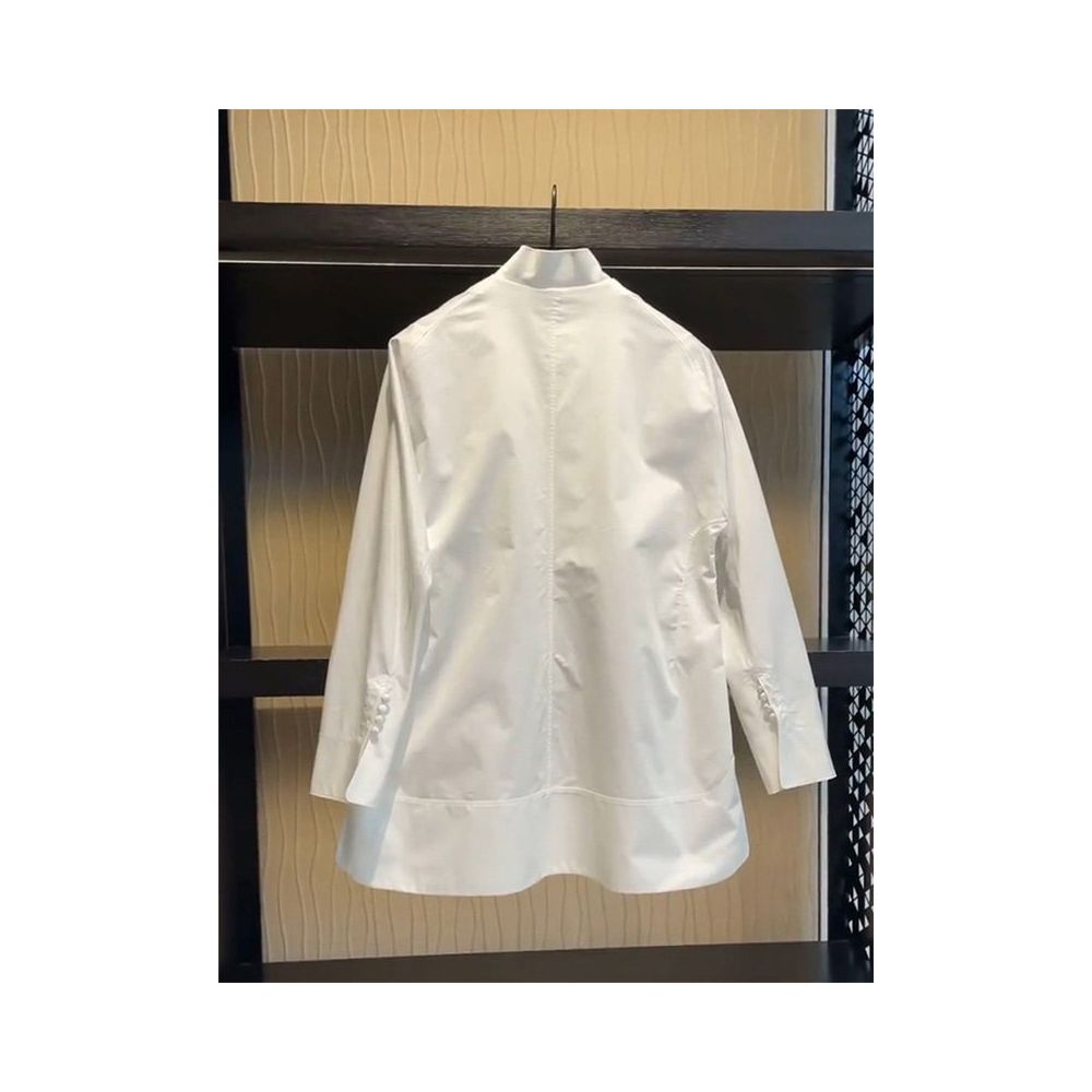 French style niche mature chic and exquisite top fashionable and stylish high end luxury and elegant new Chinese style white shirt for autumn image 2