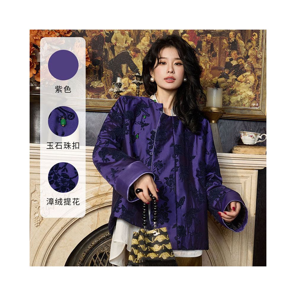 HSSNFZ new Chinese style cotton jacket made of pure silk and added with cotton for autumn and winter warm cotton clothing loose jacket Tang style top women s clothing image 0