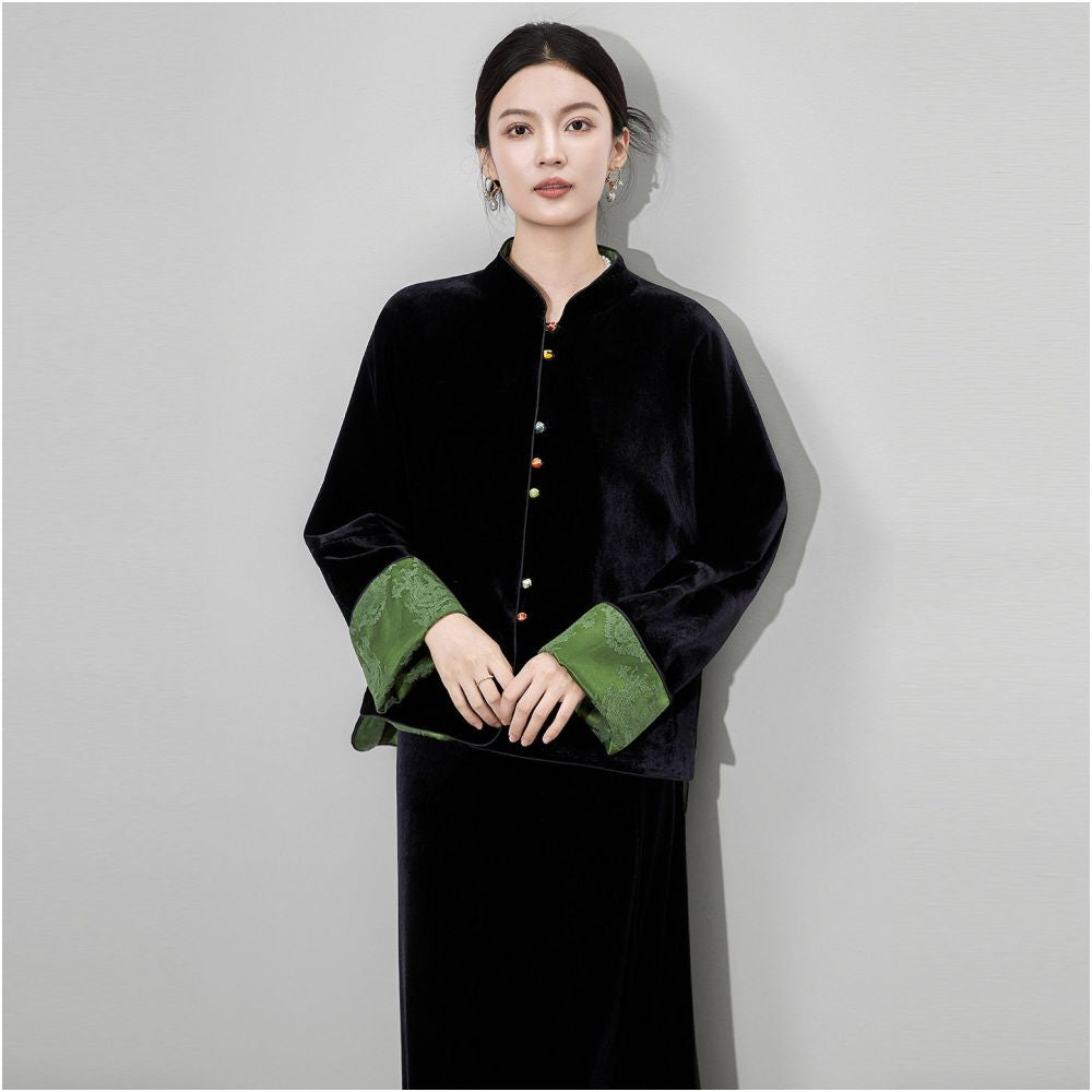 ASAYA5723 – Regal Velvet Jacquard Jacket ✨🖤