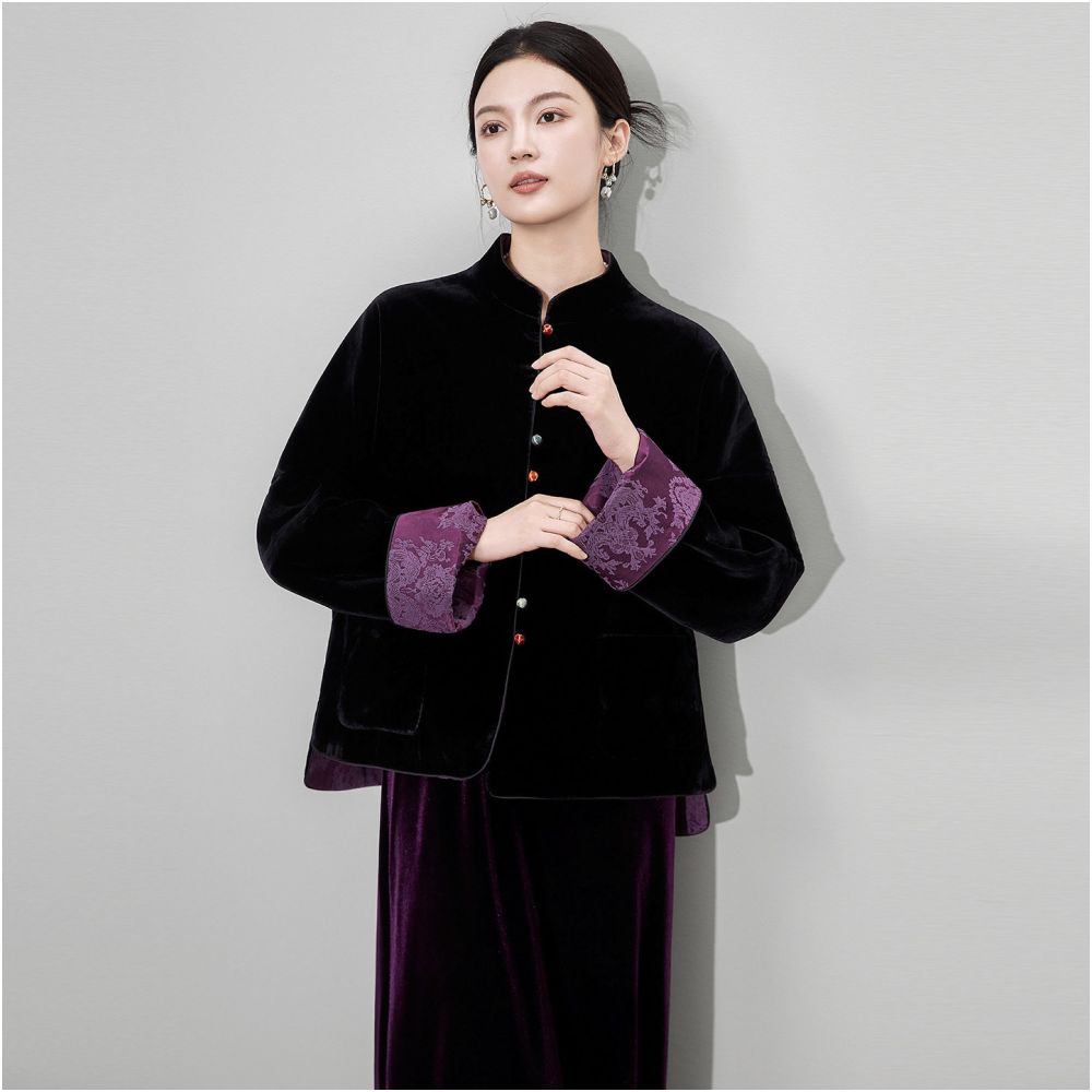 ASAYA5723 – Regal Velvet Jacquard Jacket ✨🖤