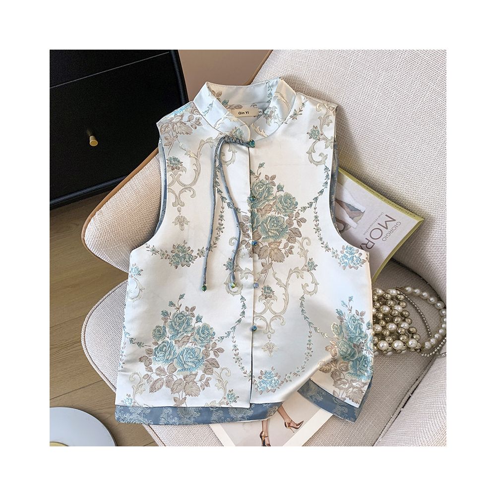 China Chic Song Brocade Vest Sleeveless Kanshou Women s Spring and Autumn New Chinese Style Vintage Disc Button Jacquard Embroidery Tang Suit Jacket image 1