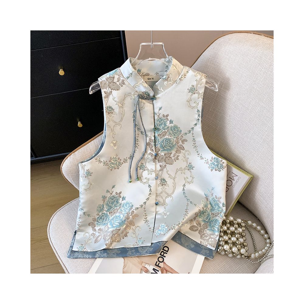 China Chic Song Brocade Vest Sleeveless Kanshou Women s Spring and Autumn New Chinese Style Vintage Disc Button Jacquard Embroidery Tang Suit Jacket image 2