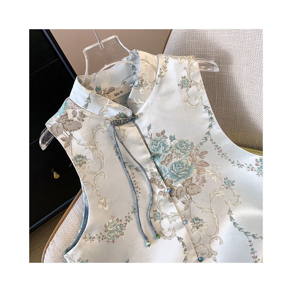 China Chic Song Brocade Vest Sleeveless Kanshou Women s Spring and Autumn New Chinese Style Vintage Disc Button Jacquard Embroidery Tang Suit Jacket image 3
