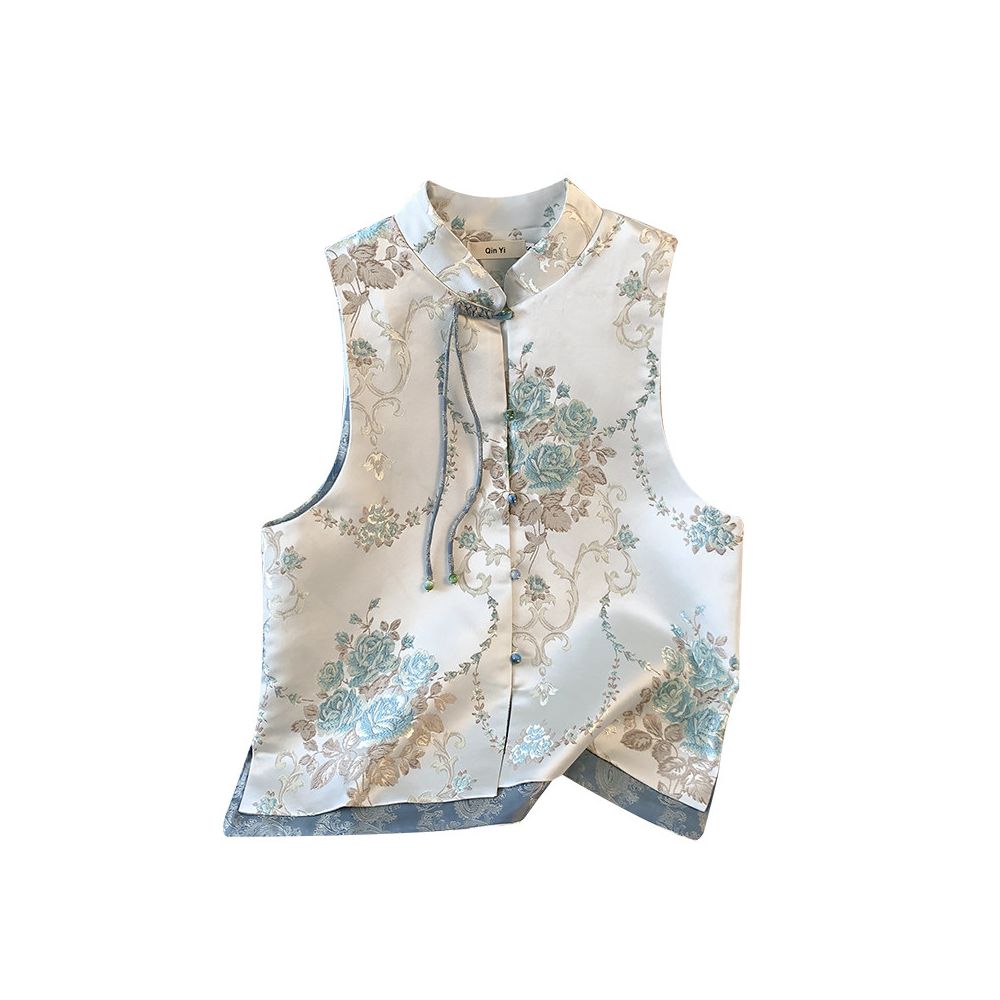 China Chic Song Brocade Vest Sleeveless Kanshou Women s Spring and Autumn New Chinese Style Vintage Disc Button Jacquard Embroidery Tang Suit Jacket image 5
