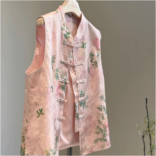 ASAYA5732 – Blush Bloom Jacquard Vest 🌸💗