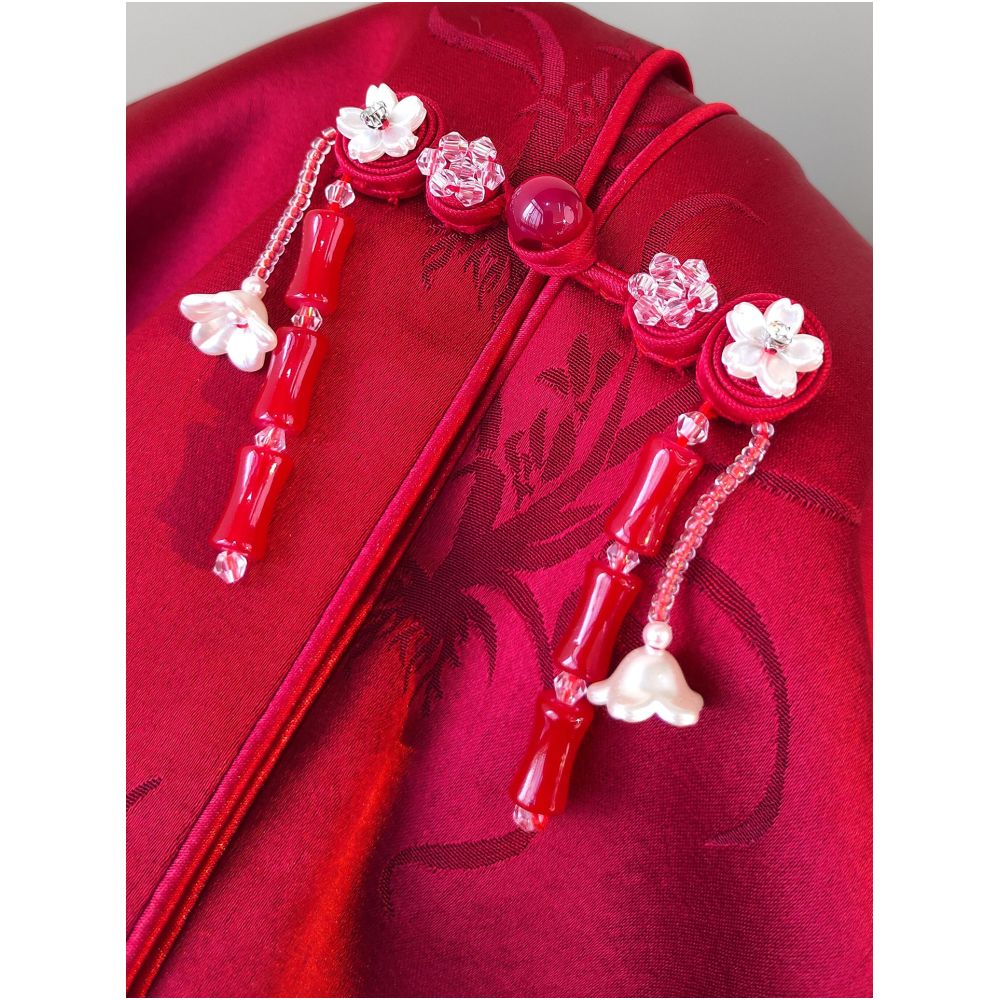 New Chinese style red coat with buckle retro embroidery Tang costume women s New Year s greetings vinegar jacquard Chinese style top image 3