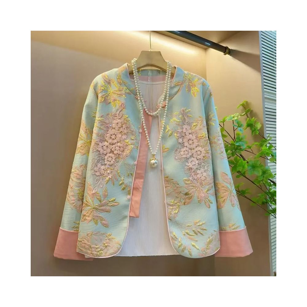ASAYA5737 – Pastel Bloom Embroidered Jacket 🌸🕊️