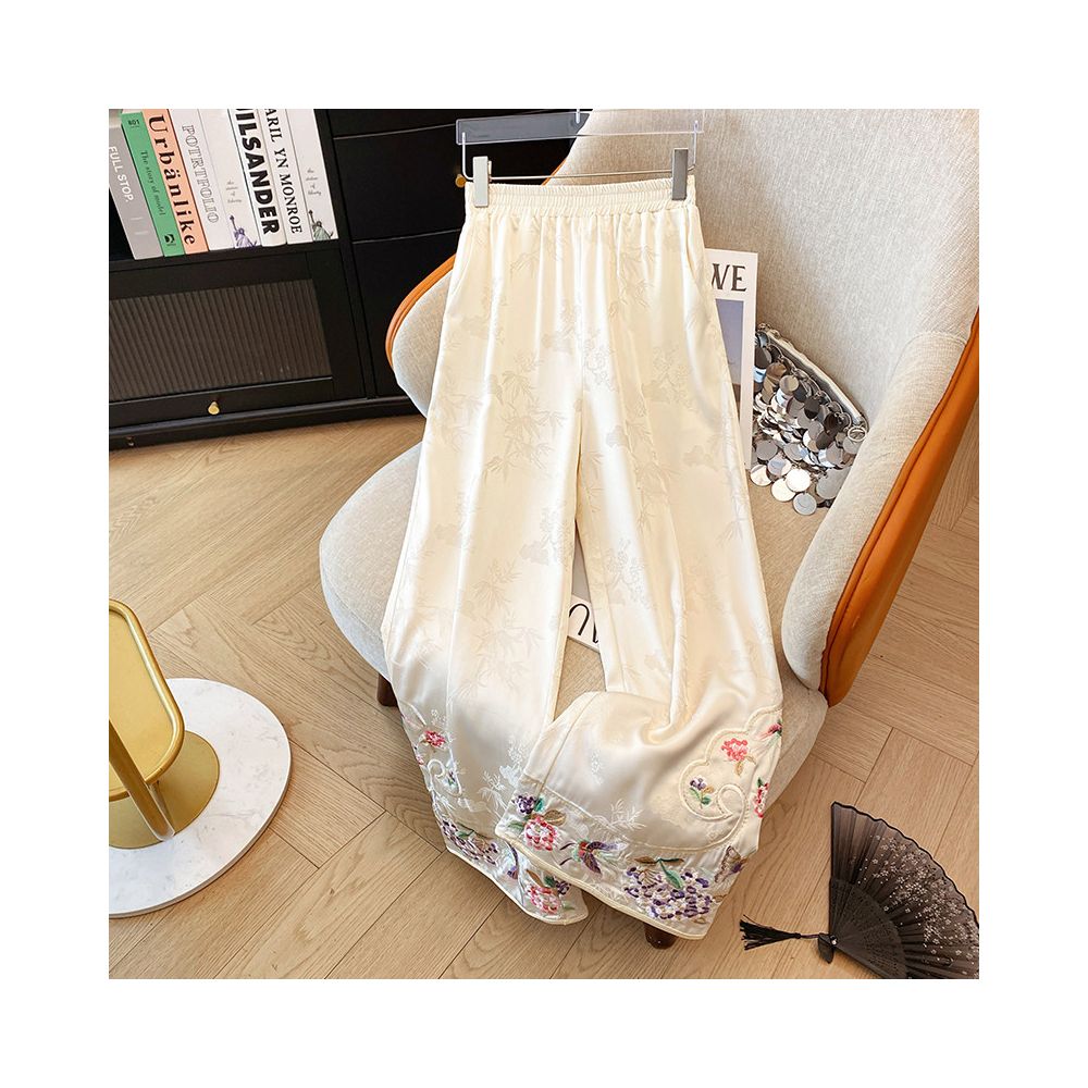 ASAYA5743 – Oriental Embroidered Satin Pants 🌸🪷