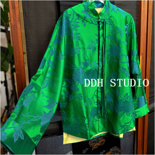 ASAYA5759 – Emerald Silk Oriental Blouse 💚🌿