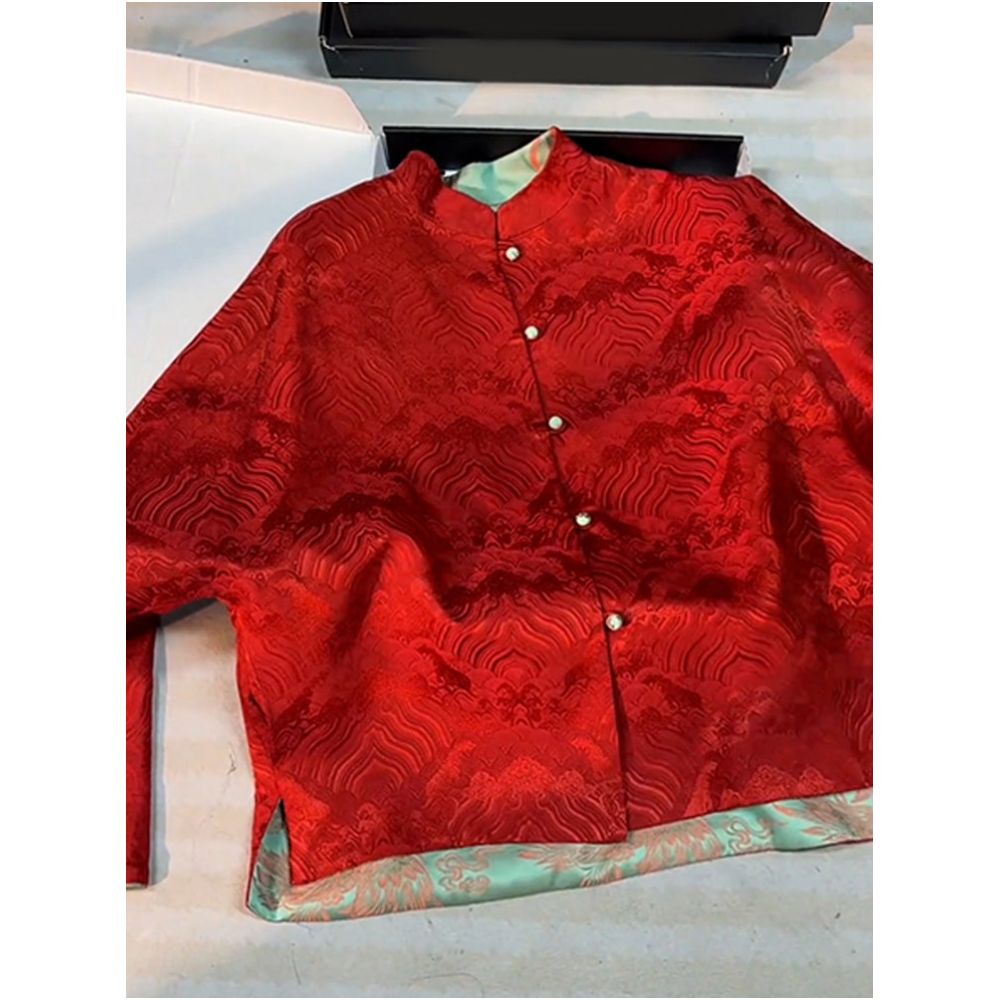 2026 Spring New Style with Unique Temperament Super Beautiful High end Retro New Chinese Style Song Jin Red Coat for Women image 2