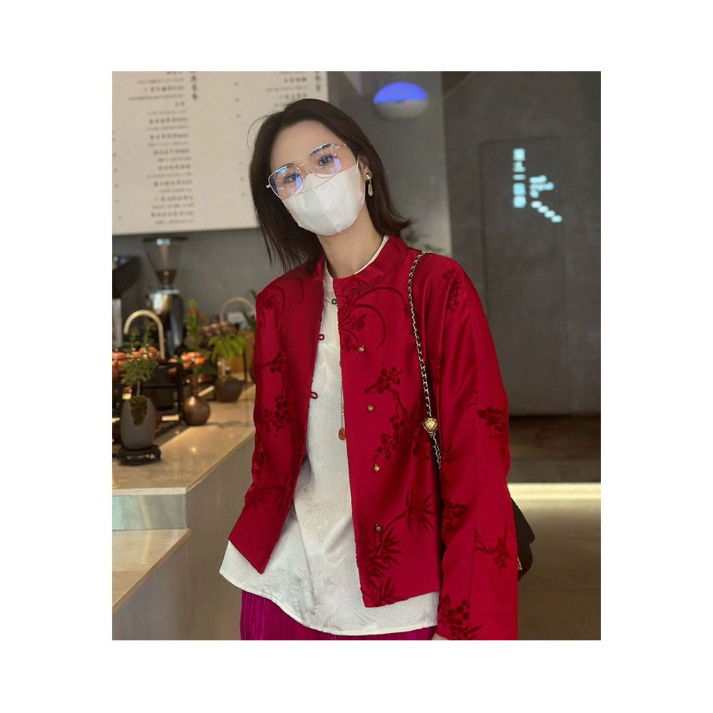 2026 Early Spring Unique and Stylish Top Perfect for Petite Women with Elegant and Sophisticated Style New Chinese Style Red Coat for Women image 0