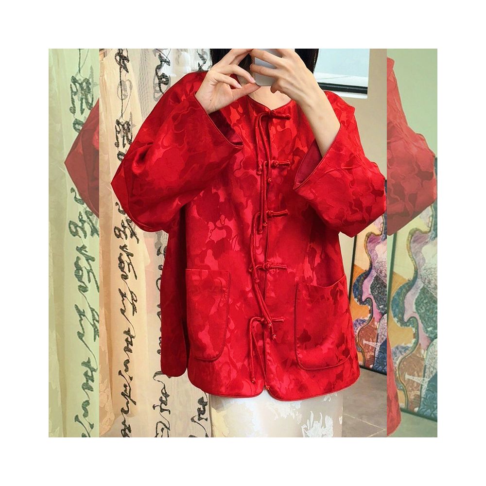 ASAYA5769 – Red Fortune Jacquard Jacket ❤️🧧