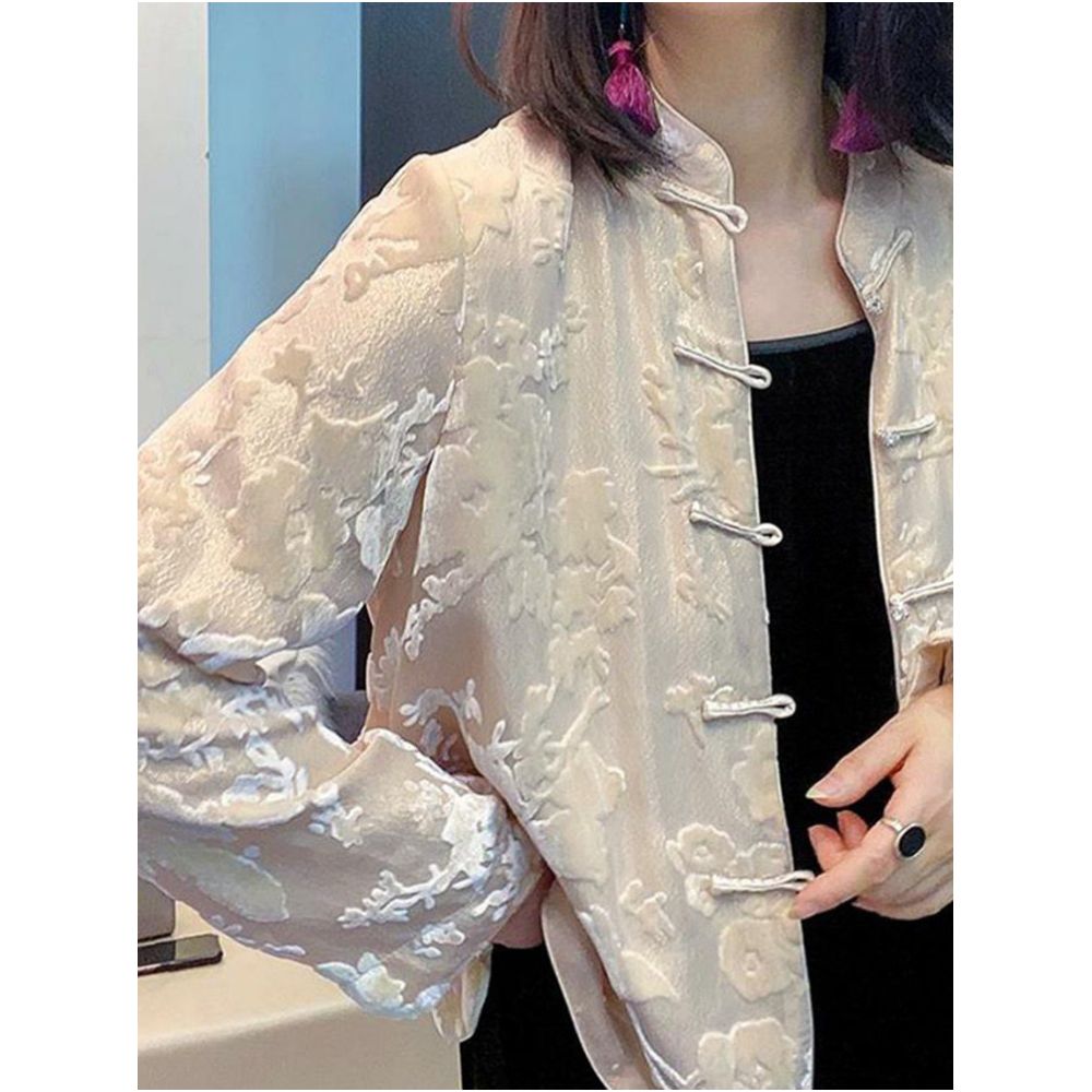 Spring 2026 Women s Clothing New Chinese Style Fold Button Outerwear Youthful and Stylish High End Light Chinese Style Jacquard Top image 4