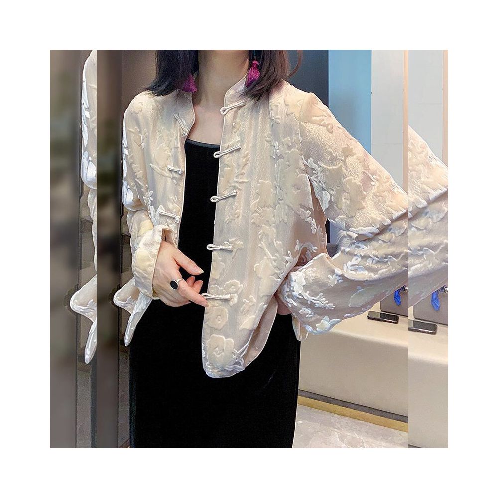 ASAYA5772 – Ivory Bloom Sheer Oriental Jacket 🌸🤍
