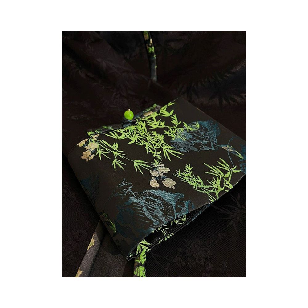 New Chinese style buckle Tang style jacquard spliced top for autumn 2025 light luxury retro Chinese style high end shirt for women image 2