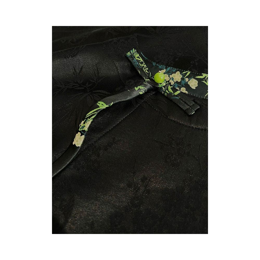 New Chinese style buckle Tang style jacquard spliced top for autumn 2025 light luxury retro Chinese style high end shirt for women image 5