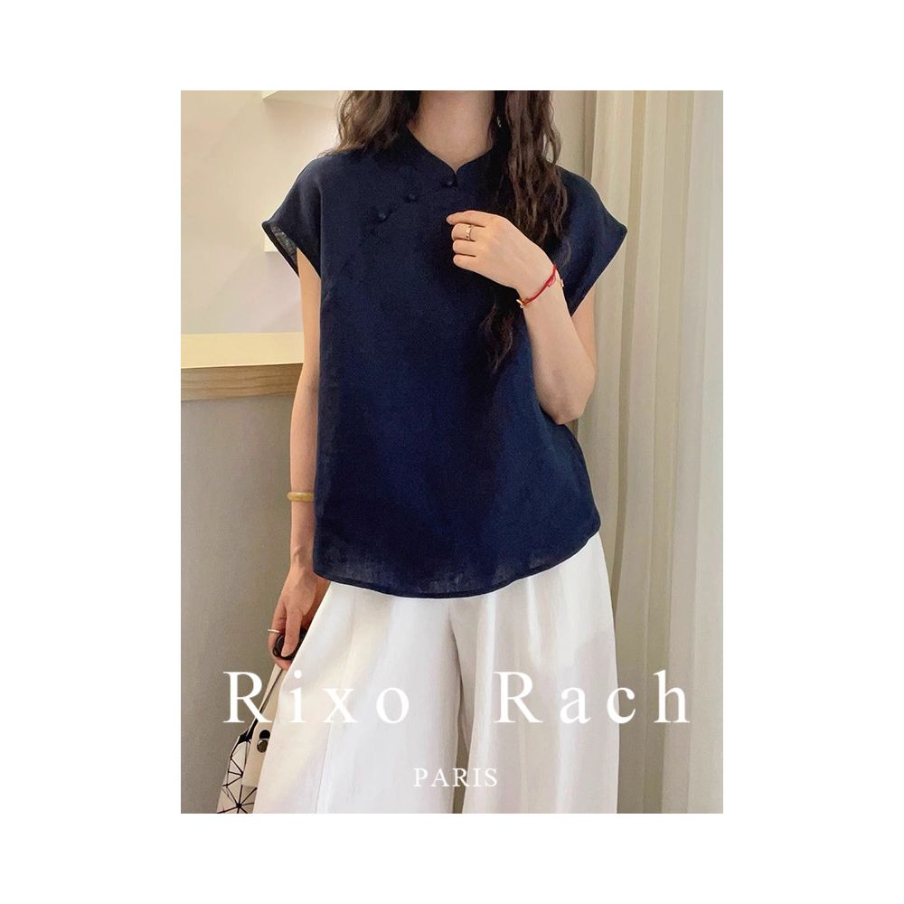 Rixo Rach New Chinese Style Elegant Jacquard Short Sleeve Button Down Shirt for Women Summer 2025 Fashionable and Versatile Top image 2
